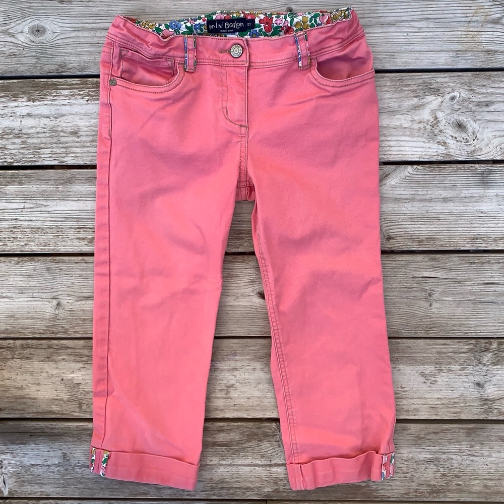 ⬇️ Mini Boden Pink and Floral Capri, Girls 12Y